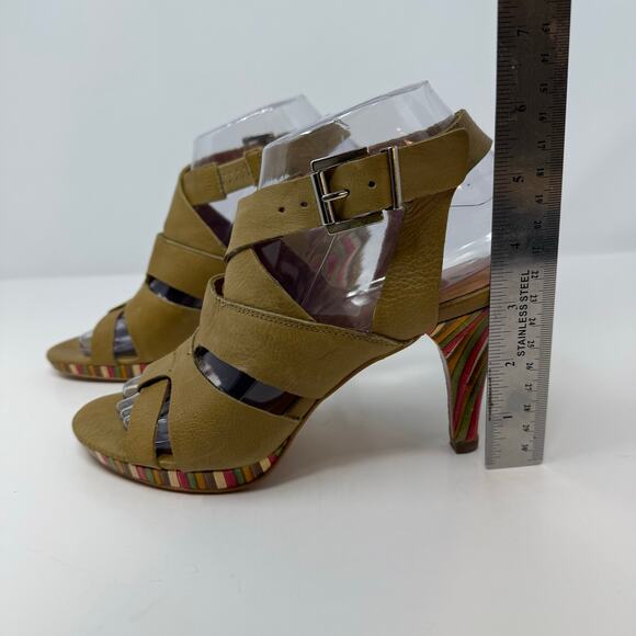 Anthropologie Schuler & Sons Ankle Strap Sandals Women's 37 (7) Camel Tan - Picture 5 of 12